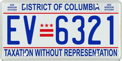 DC license plate EV6321
