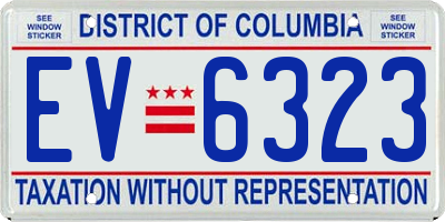 DC license plate EV6323