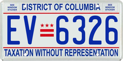DC license plate EV6326