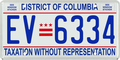 DC license plate EV6334