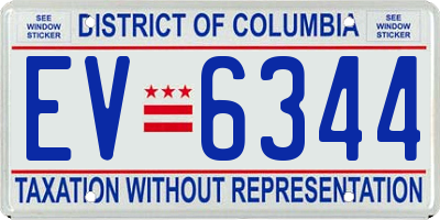 DC license plate EV6344