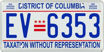 DC license plate EV6353