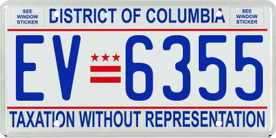 DC license plate EV6355