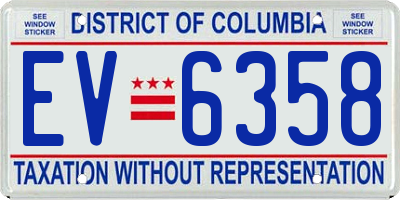 DC license plate EV6358