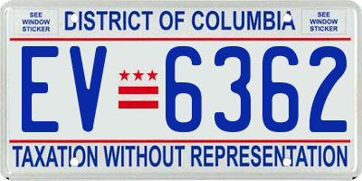 DC license plate EV6362