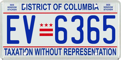DC license plate EV6365