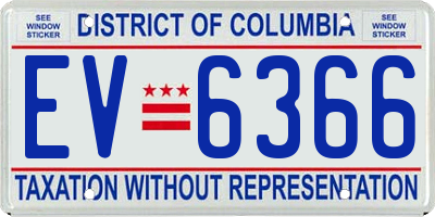 DC license plate EV6366
