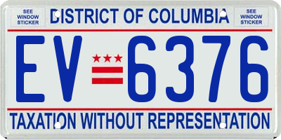 DC license plate EV6376