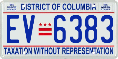 DC license plate EV6383