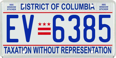 DC license plate EV6385