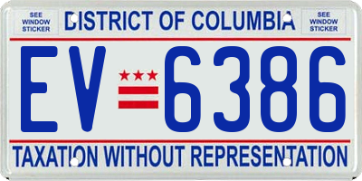 DC license plate EV6386