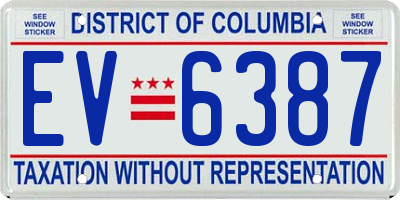 DC license plate EV6387