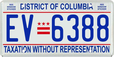 DC license plate EV6388