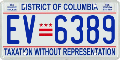 DC license plate EV6389