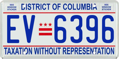 DC license plate EV6396