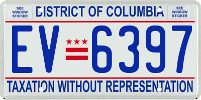 DC license plate EV6397