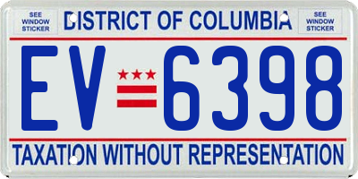DC license plate EV6398