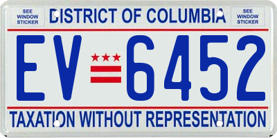 DC license plate EV6452