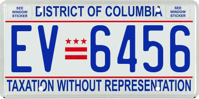 DC license plate EV6456