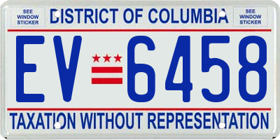 DC license plate EV6458