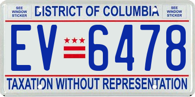 DC license plate EV6478