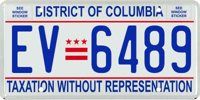 DC license plate EV6489