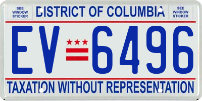 DC license plate EV6496