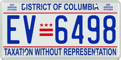 DC license plate EV6498
