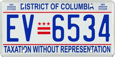 DC license plate EV6534