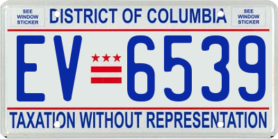 DC license plate EV6539