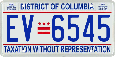 DC license plate EV6545