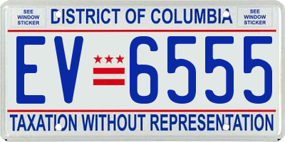 DC license plate EV6555