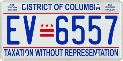 DC license plate EV6557