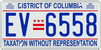 DC license plate EV6558