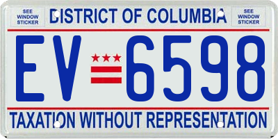 DC license plate EV6598