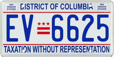 DC license plate EV6625