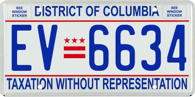 DC license plate EV6634