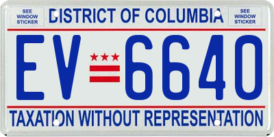 DC license plate EV6640