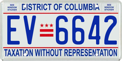 DC license plate EV6642