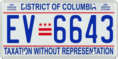 DC license plate EV6643