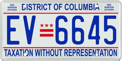 DC license plate EV6645