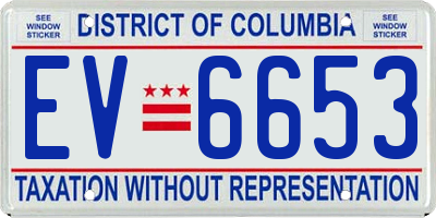 DC license plate EV6653