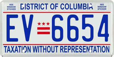 DC license plate EV6654