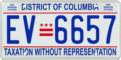 DC license plate EV6657