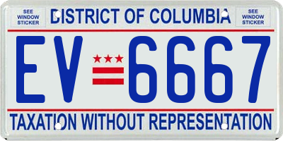 DC license plate EV6667