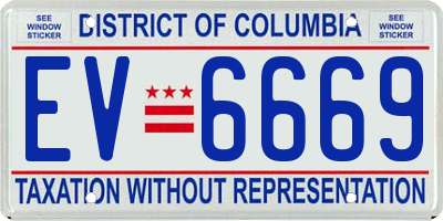 DC license plate EV6669