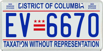 DC license plate EV6670