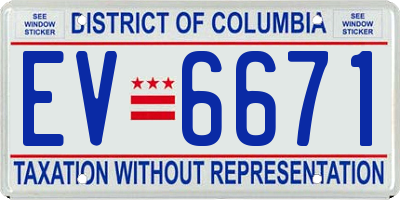 DC license plate EV6671