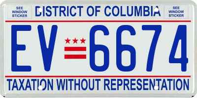 DC license plate EV6674