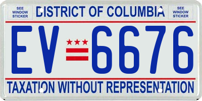 DC license plate EV6676